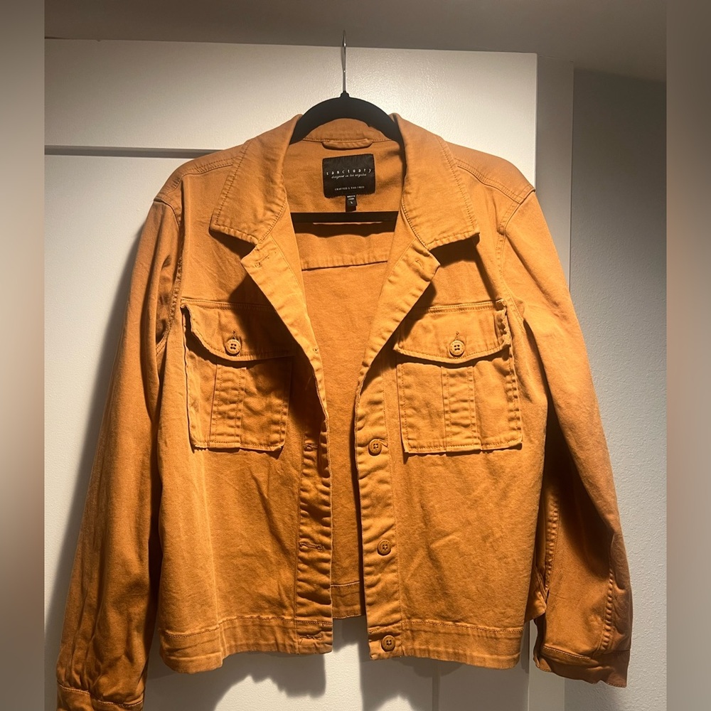 Sanctuary Women's tan button cropped field  jacket
